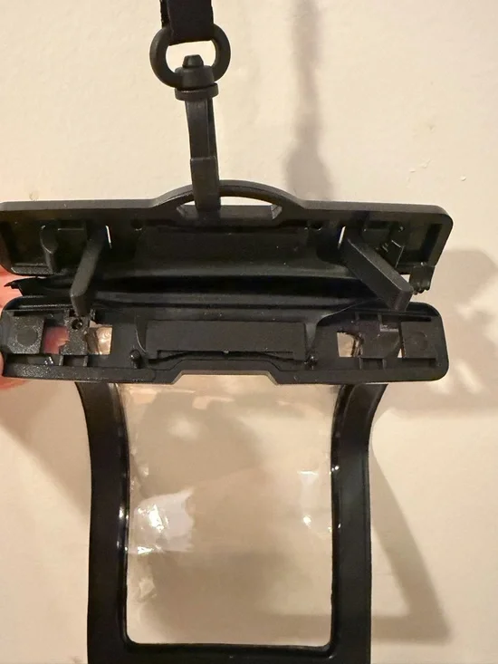 Clear Waterproof Phone Pouch with Black Trim and Neck Lanyard - Picture 3 of 3